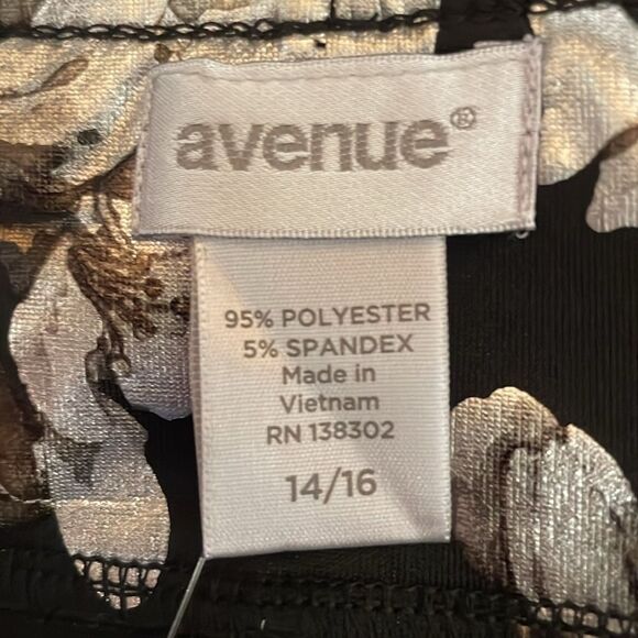 Avenue Metalic Floral Roses Pull On Pencil Skirt Black Gold Silver Women’s 14/16 - Picture 6 of 9